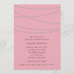 Dainty Pearls on Pink Bridal Shower Invitation