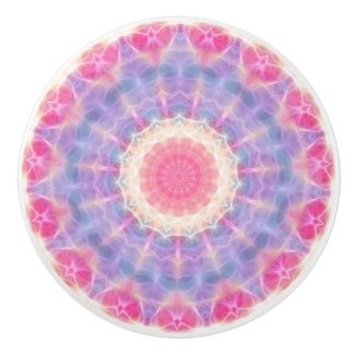 Dainty Pink Blue and Purple Lacy Mandala Design Ceramic Knob