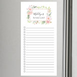 Dainty Pink Floral To Do List Magnetic Notepad<br><div class="desc">Lined and checkmark box market shopping list design featuring a watercolor delicate pink flower leafy frame personalized with your name.</div>