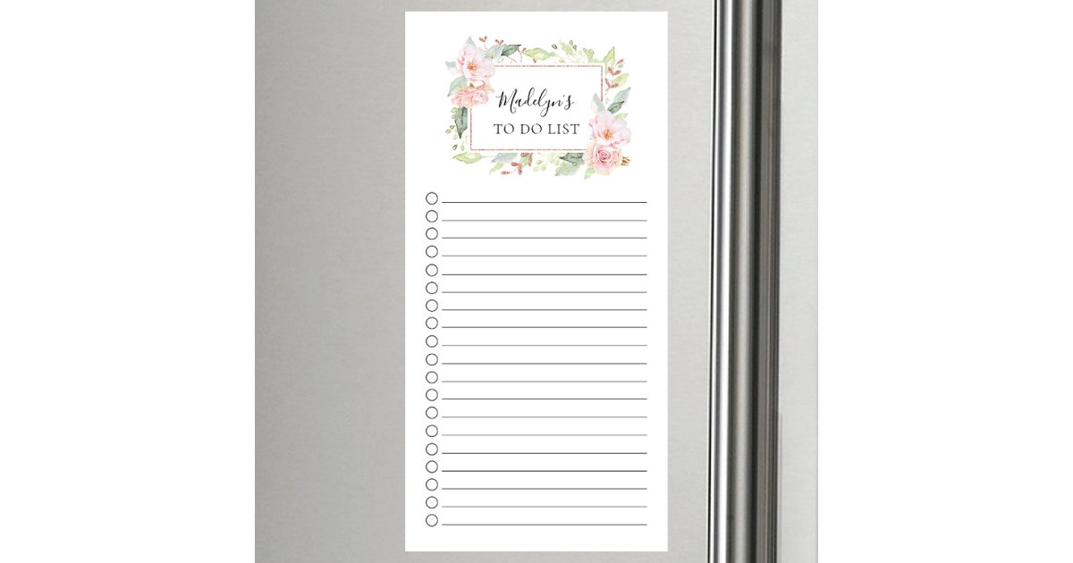 Dainty Pink Floral To Do List Magnetic Notepad | Zazzle