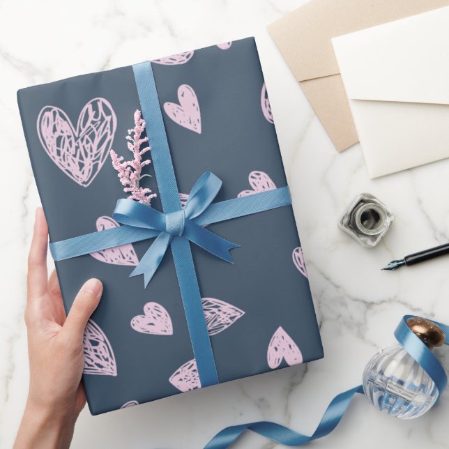 Dainty Pink Heart Pattern Wrapping Paper (Gifting)