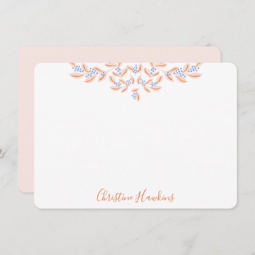 Dainty Pretty Blush Pink Watercolor Personalized Note Card