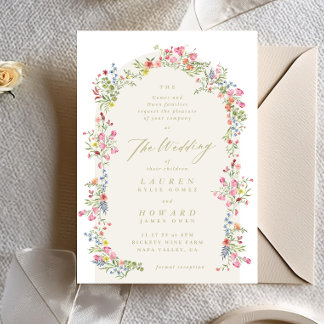 dainty romantic floral arch spring garden wedding invitation