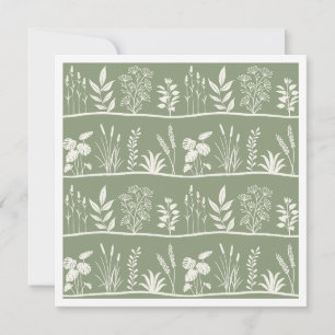 Dainty Sage Green Herbarium Botanical Plants Note Card