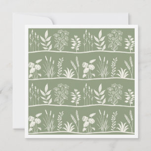 Dainty Sage Green Minimalist Botanical Silhouette Note Card