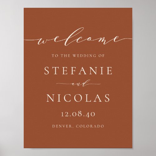 Dainty Script Simple Navy Blue Wedding Welcome Pos Poster