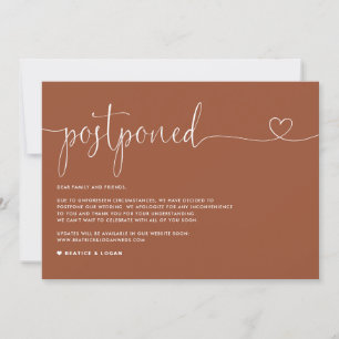 Dainty Script Terracotta Wedding Postponement Announcement