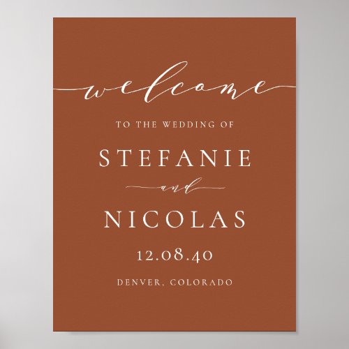 Dainty Script Terracotta Wedding Welcome Poster