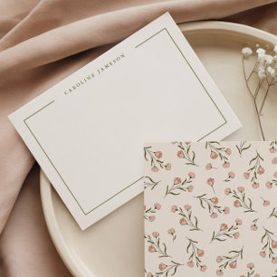 Dainty Simple Floral Flat Note Card