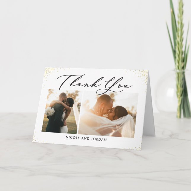 Dainty Sprinkles Editable Color Thank You Card (Front)