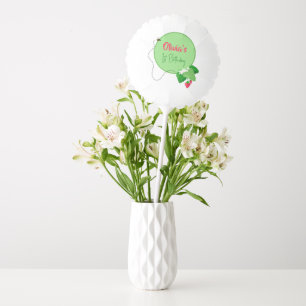 Dainty Strawberry Bee Mint Green 1st Birthday Girl Balloon