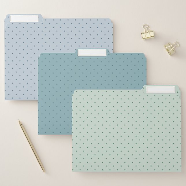 Dainty Tiny Polka Dots in Greens and Blues File Folder (Set)