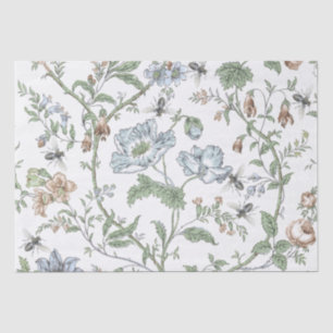 Dainty Vintage Flowers with Honeybees Pastel Tissue Paper