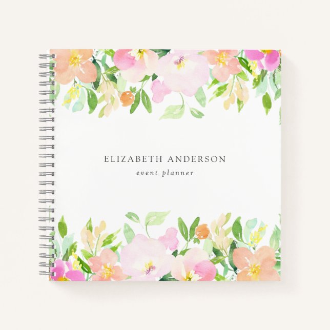 Dainty Watercolor Flowers | Pastel Floral Notebook (Front)