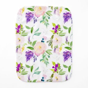 Dainty Watercolor Flowers | Peonies and Wisterias Baby Burp Cloth