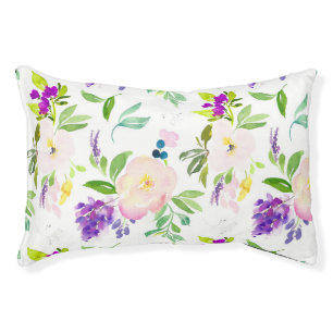 Dainty Watercolor Flowers Peonies and Wisterias Pet Bed