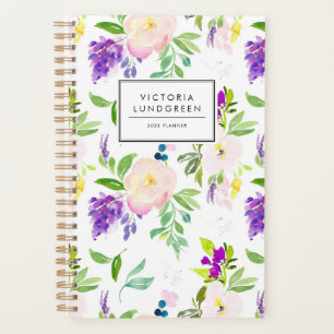 Dainty Watercolor Peonies and Wisterias Floral Planner