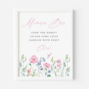 Dainty Watercolor Spring Meadow Shower Mimosa Bar Poster by misstallulah at Zazzle