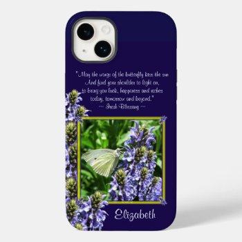 Dainty White Butterfly Irish Blessing Custom Case-mate Iphone 14 Plus Case by anuradesignstudio at Zazzle