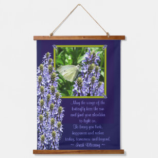 Dainty White Butterfly Moth Irish Blessing Hanging Tapestry