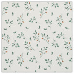 Dainty White Green Floral Pattern Fabric