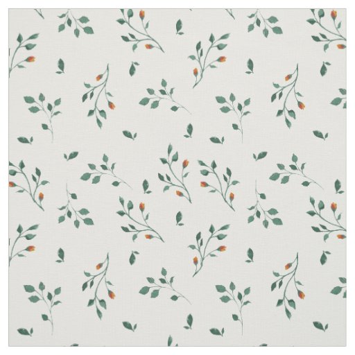 Dainty White Green Floral Pattern Fabric