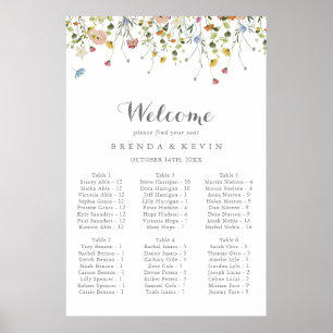 Dainty Wild Floral Alphabetical Seating Chart