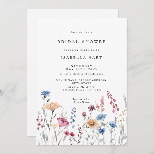 Dainty Wild Flower Bridal Shower Invitation