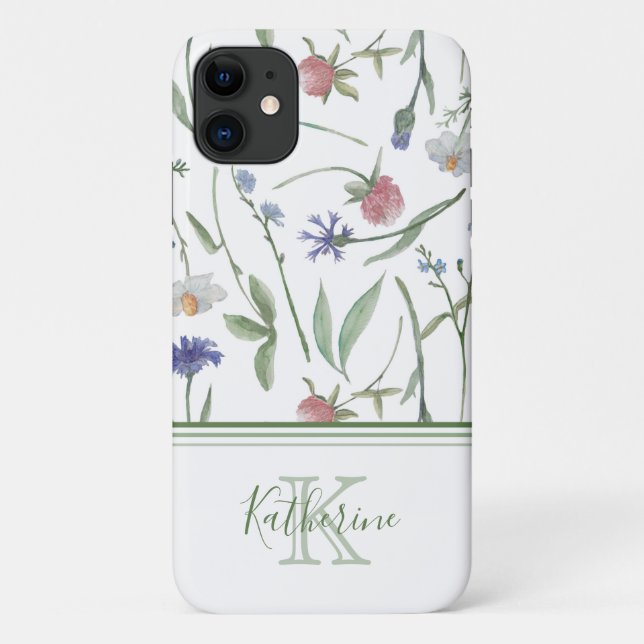 Dainty wild flowers personalized Case-Mate iPhone case (Back)