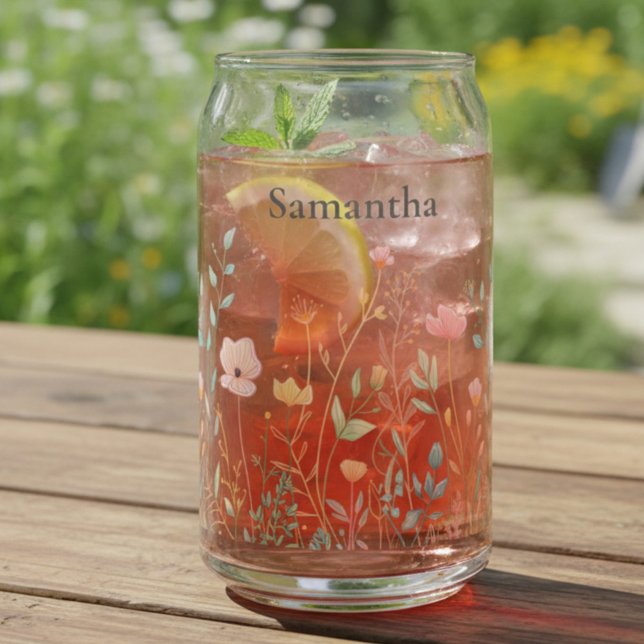Dainty Wildflower Personalized Can Glass (Creator Uploaded)