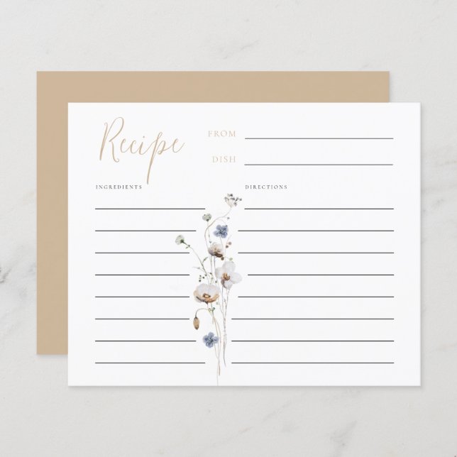 Dainty Wildflower Soft Tan Recipe Card (Front/Back)