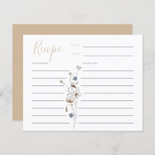 Dainty Wildflower Soft Tan Recipe Card