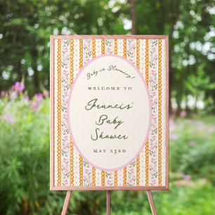 Dainty Wildflower Stripes Baby Shower Welcome Foam Board