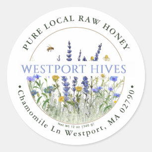 Dainty Wildflowers Honey Label Pure Local Raw