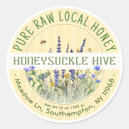 Dainty Wildflowers Honey Label Pure Raw Local