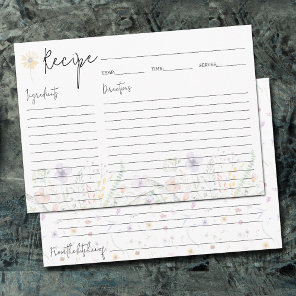 Dainty Wildflowers Recipe Cards