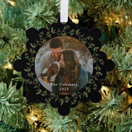 Dainty Wreath Photo Ornament Christmas Card