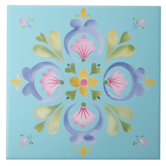 Dainty Yellow Flower Unique Ceramic Tile (Front)