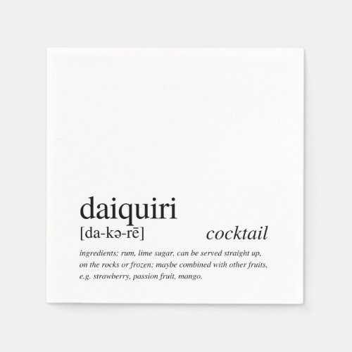Daiquiri Cocktail Modern Quote Black Typography Napkins