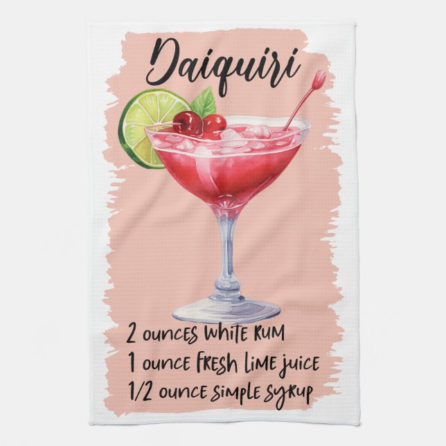 Daiquiri Cocktail Recipe Kitchen Towel (Vertical)
