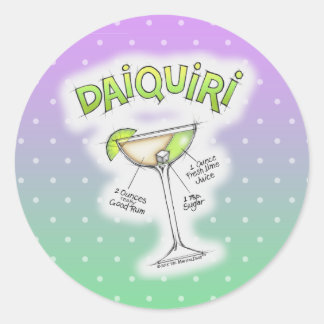 DAIQUIRI RECIPE COCKTAIL ART CLASSIC ROUND STICKER