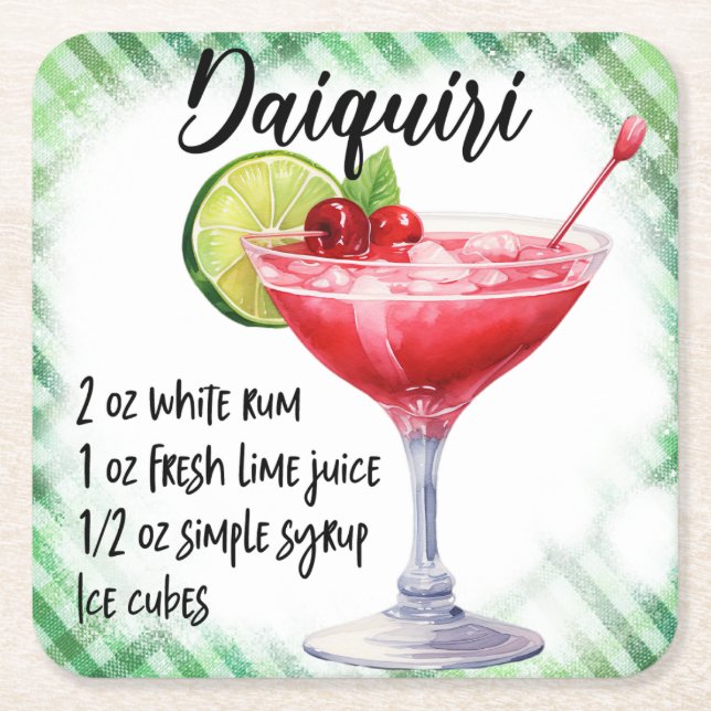 Daiquiri Square Paper Coaster (Front)