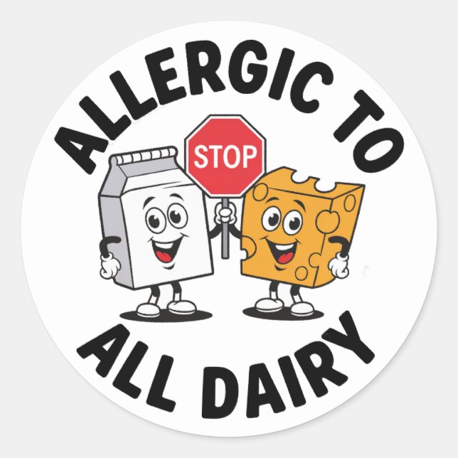Dairy Allergy Alert Classic Round Sticker (Front)