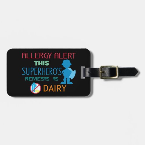 Dairy Allergy Boy Superhero Alert Tag Epinephrine