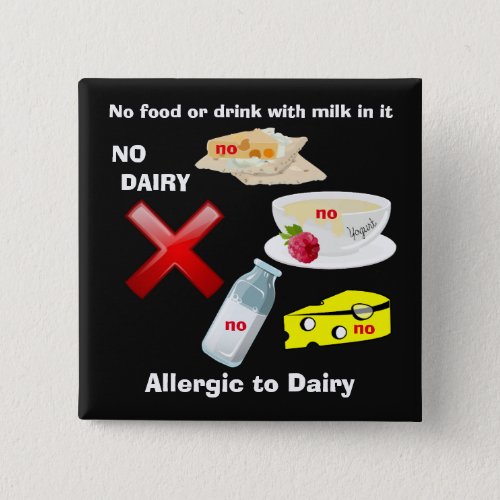 Dairy Allergy Button for food allergies