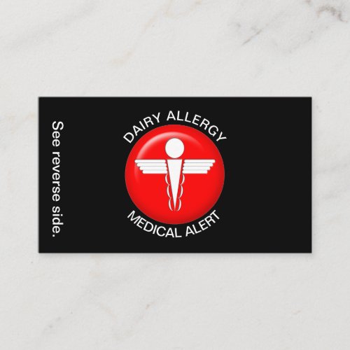 Dairy Allergy Medical Alert Card