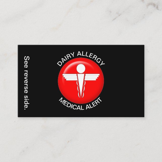 Dairy Allergy Medical Alert Card (Front)