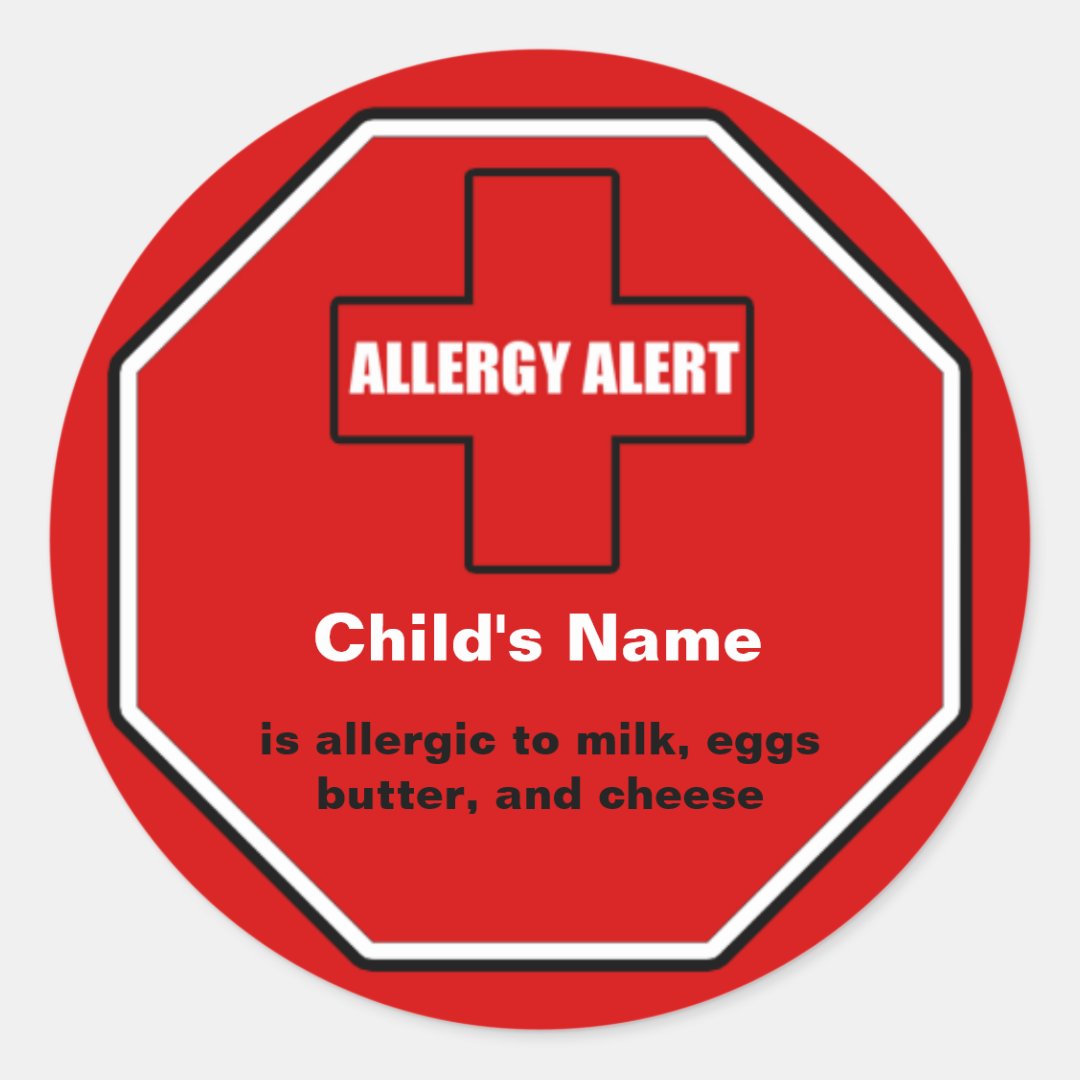 Dairy Allergy Medical Alert Custom Sml Sticker Zazzle