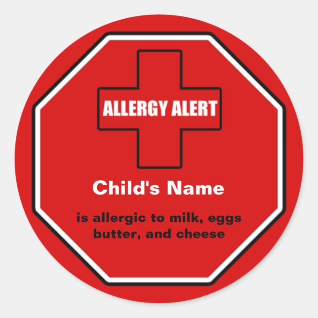 Dairy Allergy Medical Alert Custom Sml Sticker (Front)