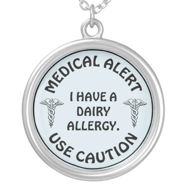 DAIRY ALLERGY SILVER PLATED NECKLACE (Front)